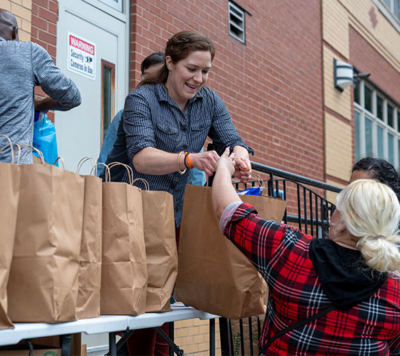 person at food pantry